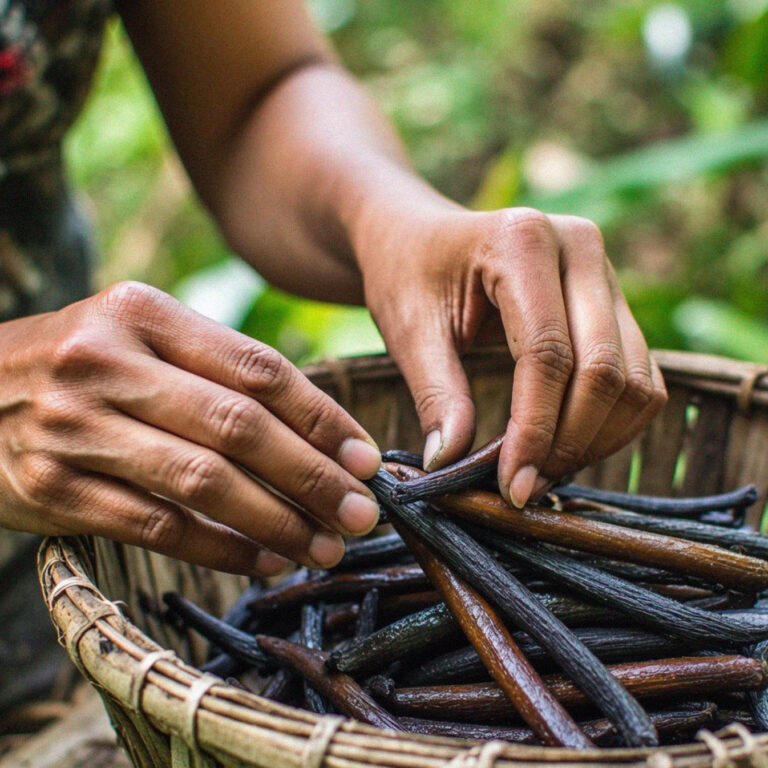 Lavorazione dei baccelli di vaniglia in madagascar